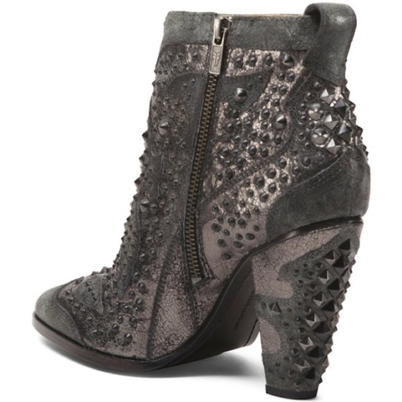 Frye Remy Deco Studded Short Ankle Bootie Anthracite Charcoal Gray - Picture 4 of 4